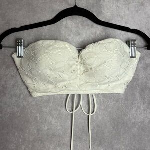 Victoria's Secret Cream Lace Strapless Bikini Top